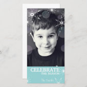 Whimsischer Weihnachtsfoto Card Aquamarine Schneef Feiertagskarte (Vorne/Hinten)