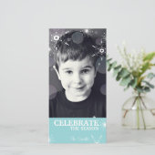 Whimsischer Weihnachtsfoto Card Aquamarine Schneef Feiertagskarte (Stehend Vorderseite)