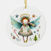 Whimsischer Weihnachtsgel Moderne Volkskunst Stil Keramik Ornament (Vorne)