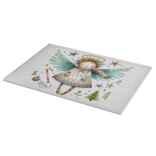 Whimsischer Weihnachtsgel Moderne Volkskunst Stil Schneidebrett (Ecke)