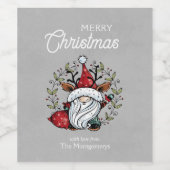 Whimsischer Weihnachtsgenom Weinetikett (Einzelnes Label)