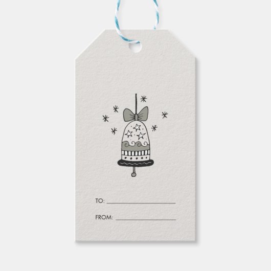 Whimsischer Weihnachtsglocke Geschenkanhänger (Vorderseite)