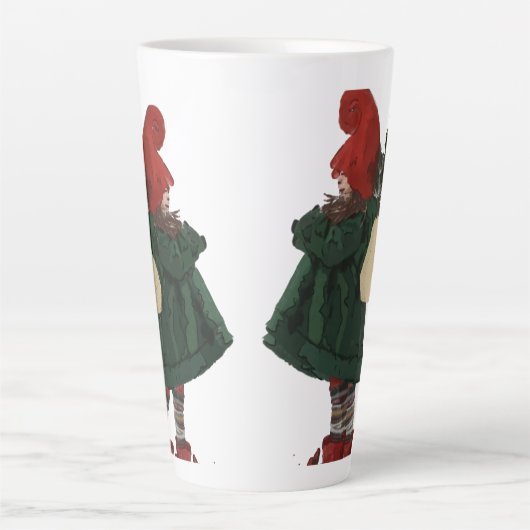 Whimsischer Weihnachtsgnome Latte Tasse (Vorderseite)