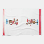 Whimsischer Weihnachtshund auf Eis-Skaten Geschirrtuch (Horizontal)