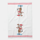 Whimsischer Weihnachtshund auf Eis-Skaten Geschirrtuch (Vertikal)