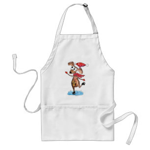 Whimsischer Weihnachtshund auf Eis-Skaten Schürze