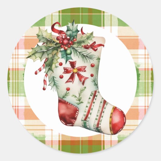 Whimsischer Weihnachtskalender Strumpf Runder Aufkleber (Vorderseite)