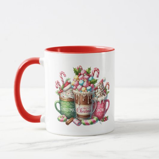 Whimsischer Weihnachtskalk Tasse mit Marshmallo (Links)