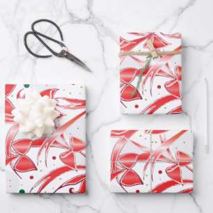 Whimsischer Weihnachtskalk Zuckerrohrmuster Geschenkpapier Set