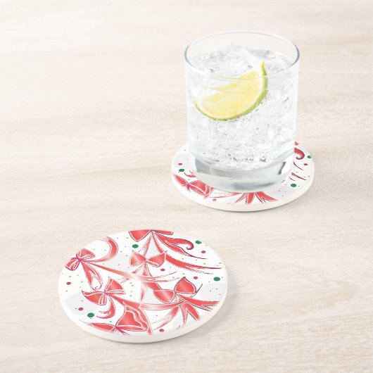 Whimsischer Weihnachtskalk Zuckerrohrmuster Getränkeuntersetzer (Seite)