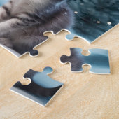 Whimsischer Weihnachtskittens auf Gold Stand Puzzle (Seite)