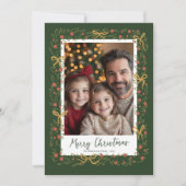 Whimsischer Weihnachtskranz & Bows Fotokarte Feiertagskarte (Vorderseite)