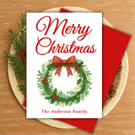 Whimsischer Weihnachtskranz mit Ribbon Feiertagskarte