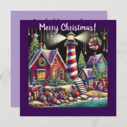 Whimsischer WeihnachtsLeuchtturm Personalisiert Ca (Vorne/Hinten)