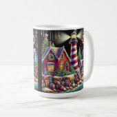 Whimsischer WeihnachtsLeuchtturm Rotes Rosa Lila Kaffeetasse (VorderseiteRechts)
