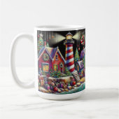 Whimsischer WeihnachtsLeuchtturm Rotes Rosa Lila Kaffeetasse (Links)
