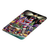Whimsischer WeihnachtsLeuchtturm Rotes Rosa Lila Magnet (Linke Seite)