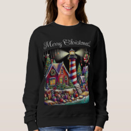 Whimsischer WeihnachtsLeuchtturm Rotes Rosa Lila Sweatshirt