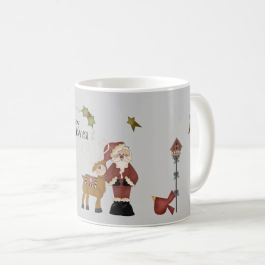 Whimsischer Weihnachtsmann im Weihnachtskalender Kaffeetasse (VorderseiteRechts)