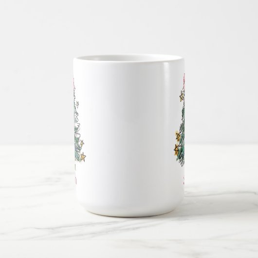 Whimsischer Weihnachtsmarkt Wasserfarbe Kaffeetasse (Mittel)