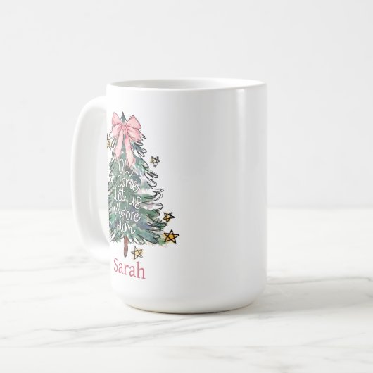 Whimsischer Weihnachtsmarkt Wasserfarbe Kaffeetasse (Vorderseite Links)
