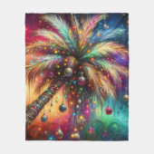 Whimsischer Weihnachtspalme Tree Tropical Beach Vi Fleecedecke (Vorderseite)