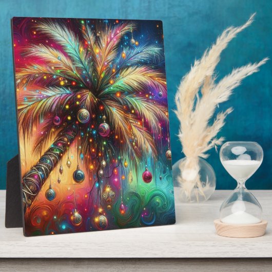 Whimsischer Weihnachtspalme Tree Tropical Beach Vi Fotoplatte (Seite)