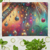 Whimsischer Weihnachtspalme Tree Tropical Beach Vi Geschirrtuch (Gefaltet)