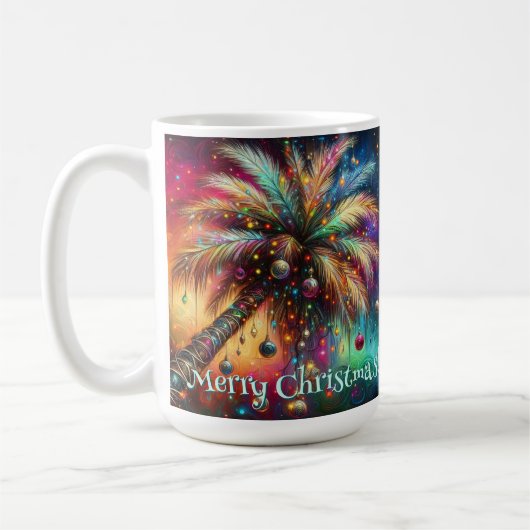 Whimsischer Weihnachtspalme Tree Tropical Beach Vi Kaffeetasse (Links)