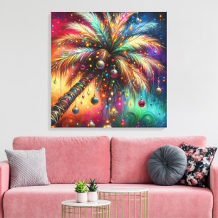 Whimsischer Weihnachtspalme Tree Tropical Beach Vi Leinwanddruck