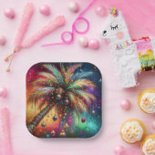 Whimsischer Weihnachtspalme Tree Tropical Beach Vi Pappteller (Party)