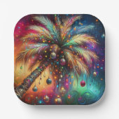 Whimsischer Weihnachtspalme Tree Tropical Beach Vi Pappteller (Vorderseite)