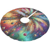 Whimsischer Weihnachtspalme Tree Tropical Beach Vi Polyester Weihnachtsbaumdecke (Schrägansicht)