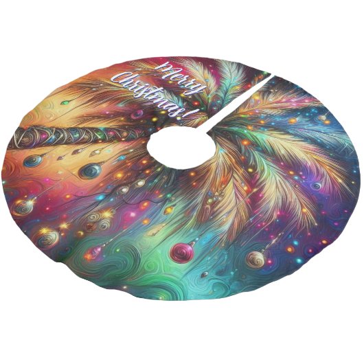 Whimsischer Weihnachtspalme Tree Tropical Beach Vi Polyester Weihnachtsbaumdecke (Schrägansicht)