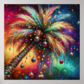 Whimsischer Weihnachtspalme Tree Tropical Beach Vi Poster (Vorne)