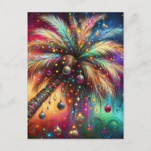 Whimsischer Weihnachtspalme Tree Tropical Beach Vi Postkarte