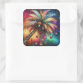 Whimsischer Weihnachtspalme Tree Tropical Beach Vi Quadratischer Aufkleber (Tasche)