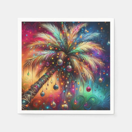 Whimsischer Weihnachtspalme Tree Tropical Beach Vi Serviette (Vorderseite)
