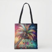 Whimsischer Weihnachtspalme Tree Tropical Beach Vi Tasche (Vorderseite)