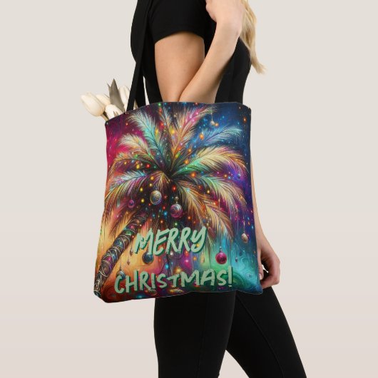 Whimsischer Weihnachtspalme Tree Tropical Beach Vi Tasche (Von Nahem)