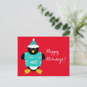 Whimsischer Weihnachtspinguin Postcard Feiertagspostkarte (Stehend Vorderseite)