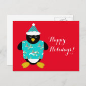 Whimsischer Weihnachtspinguin Postcard Feiertagspostkarte (Vorne/Hinten)