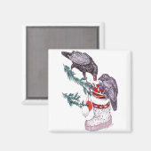 Whimsischer Weihnachtsraven füllen Strumpf Magnet (Vorderseite/Rückseite)