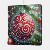 Whimsischer Weihnachtsschmuck Rote weiße Wirbel (Links)