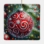 Whimsischer Weihnachtsschmuck Rote weiße Wirbel (Rückseite)