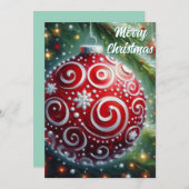 Whimsischer Weihnachtsschmuck Rote weiße Wirbel Feiertagskarte (Vorne/Hinten)