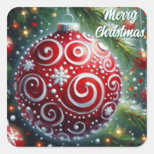 Whimsischer Weihnachtsschmuck Rote weiße Wirbel