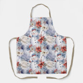 Whimsischer Weihnachtsschneemann überall über Prin Schürze (Vorderseite)