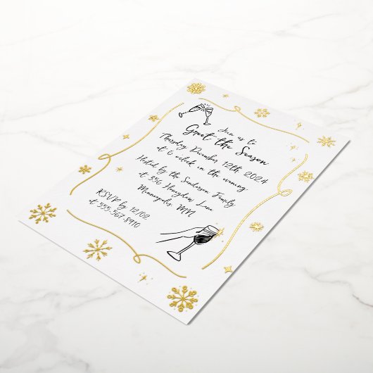 Whimsischer Weihnachtsurlaub Winter Cocktail Party Folieneinladung (Gedreht)