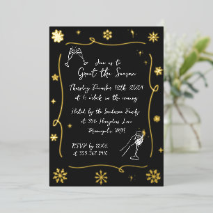 Whimsischer Weihnachtsurlaub Winter Cocktail Party Folieneinladung